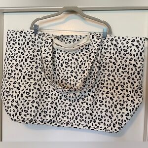 The Foundry Supply Co. Extra Large Black & White Leopard Print CanvasTote Bag